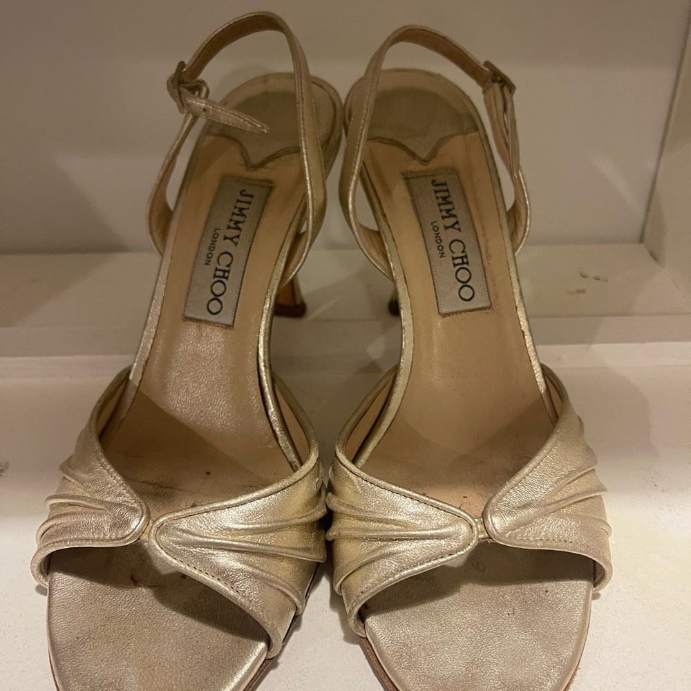 Jimmy Choo gold sandal heels